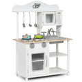 Wooden Pretend Play Kitchen Set for Kids with Accessories and Sink