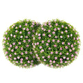 2 PCS Artificial Plant Topiary Balls 17.5 Inch Faux Decorative Balls with Pink Flowers