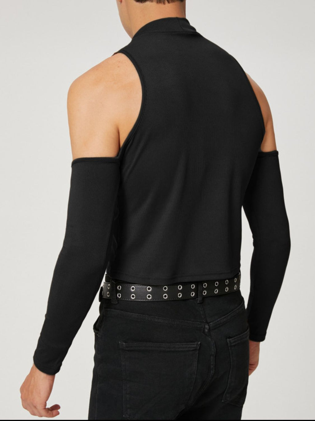 Men's Full Size Mock Neck Cold Shoulder T-Shirt Plus Size