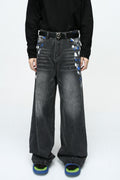 Watercolor Wide Leg Jeans with Pockets