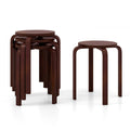 Set of 4 18 Inch Stackable Bentwood Dining Chairs with Round Top-Deep Brown