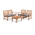 4 Pieces Outdoor Furniture Set with Stable Acacia Wood Frame-Gray
