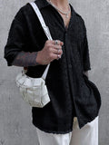 Men's Full Size Lace Half Sleeve Button Down Shirt Plus Size