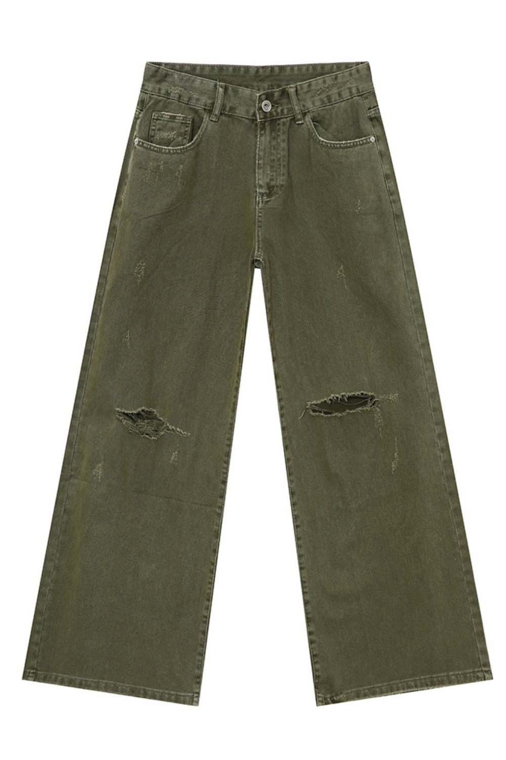 Distressed Wide Leg Jeans with Pockets