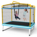6 Feet Rectangle Trampoline with Swing Horizontal Bar and Safety Net-Yellow