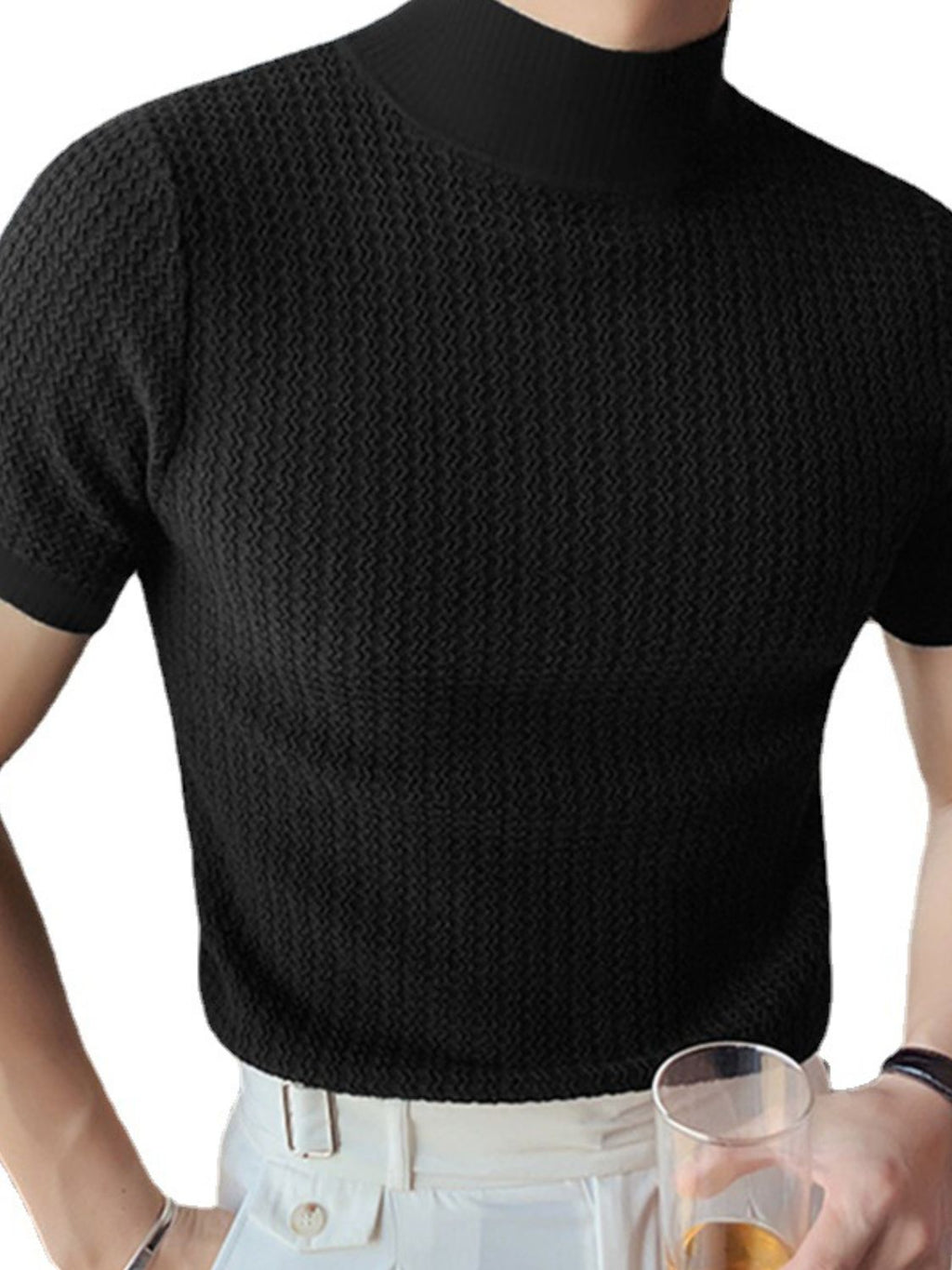 Men's Full Size Mock Neck Short Sleeve T-Shirt Plus Size