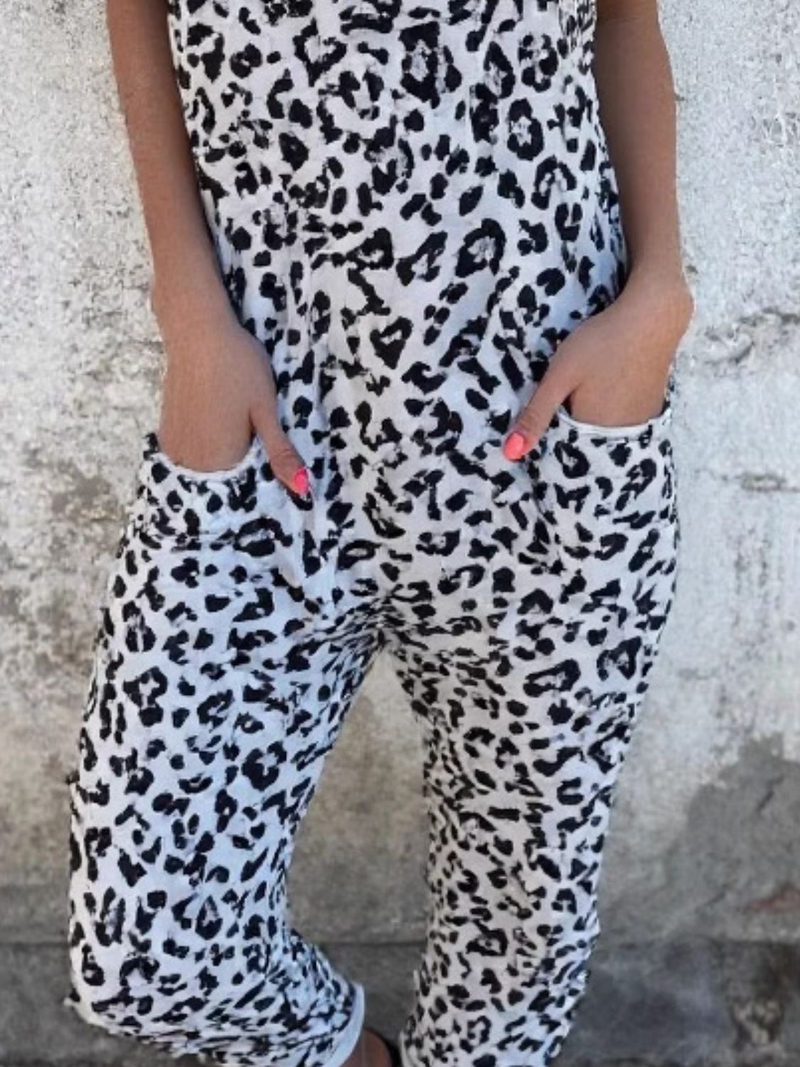 Leopard Sleeveless Jumpsuit with Pockets