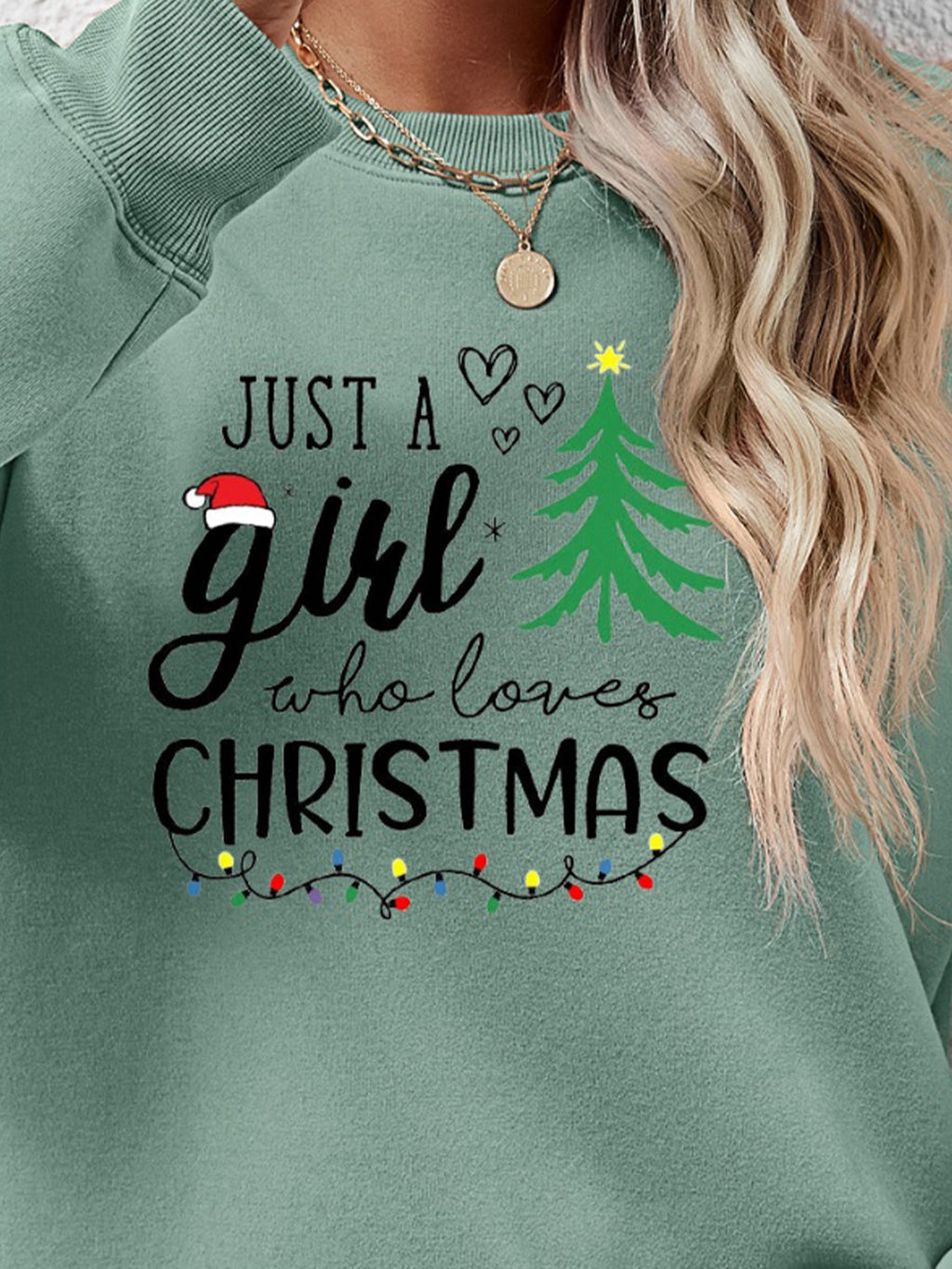 Letter Graphic Round Neck Sweatshirt