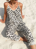 Leopard Sleeveless Jumpsuit with Pockets
