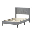 Twin/Queen Bed Frame with Linen Upholstered Wingback Headboard-Twin Size