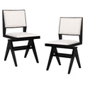 Swivel Wooden Dining Chair Set of 2 with Rubber Wood Frame and Padded Seat-Black