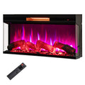 36 Inch 3-Sided 1500W Electric Fireplace with 7-Color Flame-Black