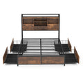 Full/Queen Size Bed Frame with Bookcase Headboard and 4 Storage Drawers-Full Size