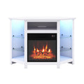 Fireplace Corner TV Stand with LED Lights and Smart APP Control for 50 Inches TV-White
