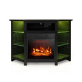 Fireplace Corner TV Stand with LED Lights and Smart APP Control for 50 Inches TV-Black