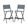 Folding Bar Stools Set of 2 Backrest Humanized Footrest-Blue