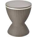 3 in 1 8 Gallon Patio Rattan Cooler Bar Table with Adjust Ice Bucket-Brown