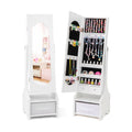 Freestanding Kids Jewelry Armoire Cabinet with Storage and 2 Tilt Angles-White