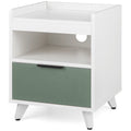 Modern Nightstand with LED Lights Sliding Drawer and Open Compartment-White
