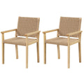 Indoor Outdoor Wood Chair Set of 2-Natural