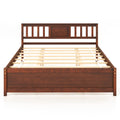 Wooden Platform Bed with Headboard and Slat Support-Queen Size