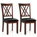 Set of 2 Dining Chair with Backrest and Padded Seat-Brown