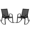 Set of 2 Metal Patio Rocking Chair with Breathable Seat Fabric-Black