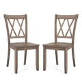 Set of 2 Wooden Dining Chairs Mid Century Farmhouse Retro Kitchen Chairs-Brown