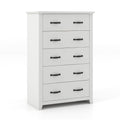 Tall Storage Dresser with 5 Pull-out Drawers for Bedroom Living Room-White