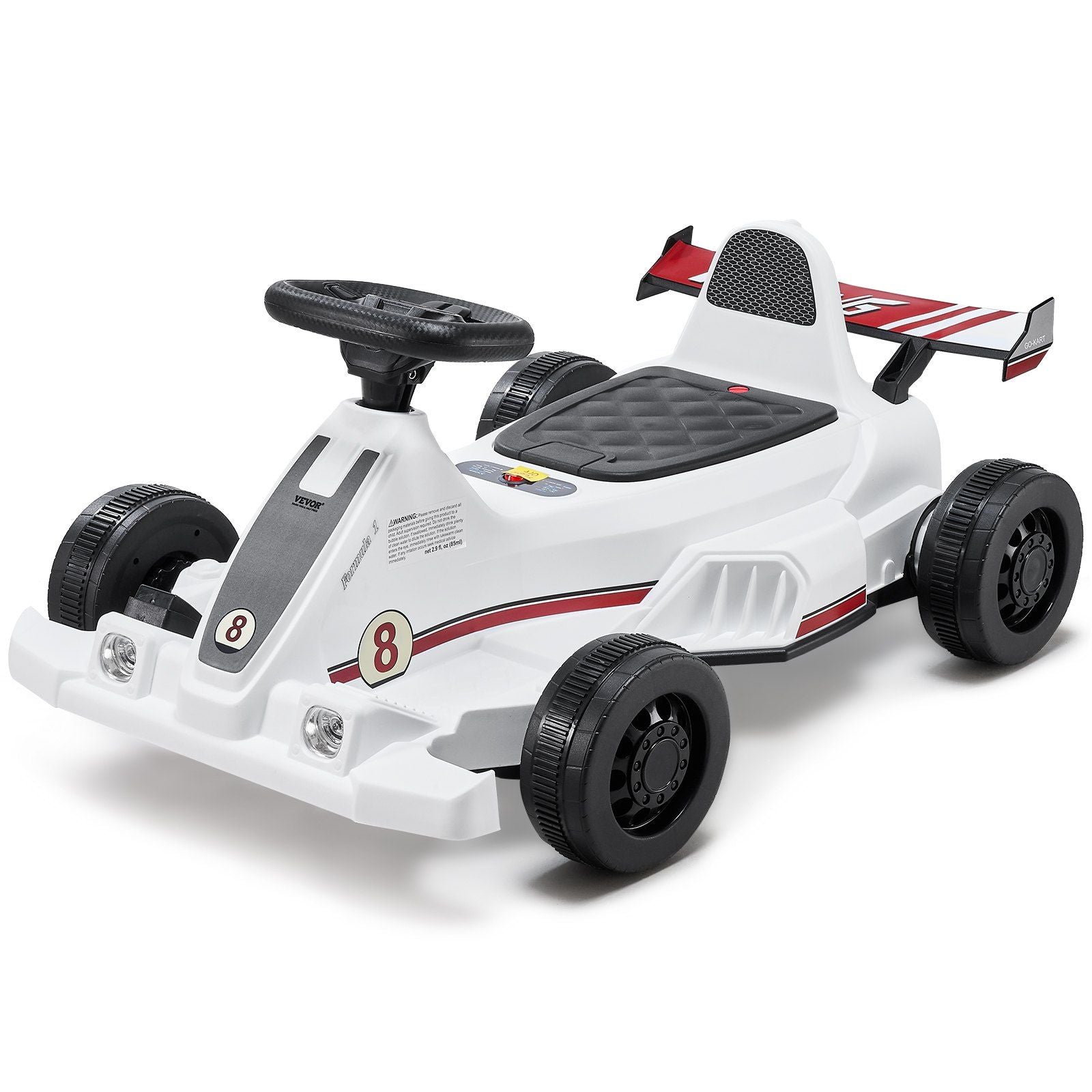 Electric Go Kart 6V Drift Go Cart for Kids Ages 2+ Strong Motor White