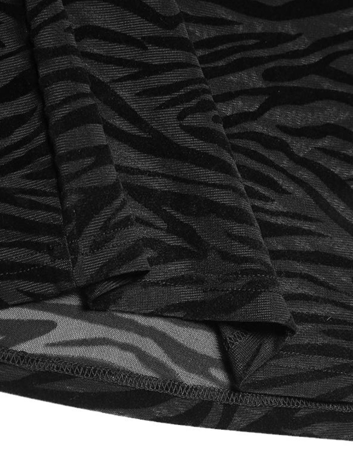 Men's Zebra Print Mock Neck Long Sleeve Mesh Top