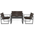 4 Pieces Patio Furniture Conversation Set with Sofa Loveseat