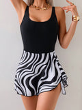 Printed Scoop Neck Wide Strap Two-Piece Swimwear