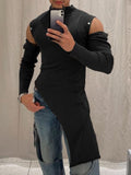 Men's Asymmetrical Mock Neck Cold Shoulder Top