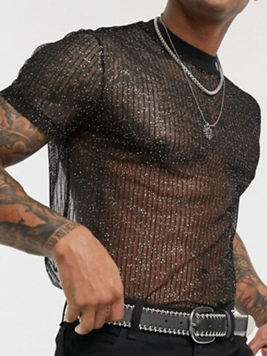 Men's Full Size Mock Neck Short Sleeve Top Plus Size