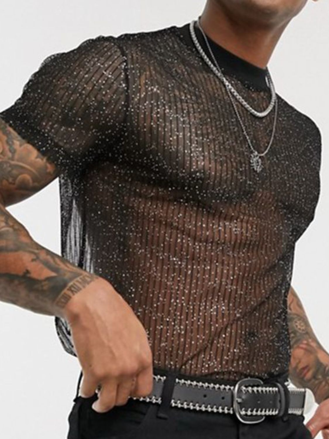 Men's Full Size Mock Neck Short Sleeve Top Plus Size