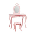 Kids Princess Makeup Dressing Play Table Set with Mirror -Pink