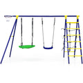 5-In-1 Outdoor Kids Swing Set with A-Shaped Metal Frame and Ground Stake