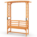 6.5 FT Tall Patio Garden Arbor with Pergola and 2-Seat Bench for Garden Backyard Decoration-Yellow